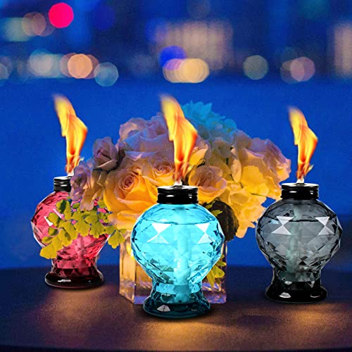 image for DIKAIDA 4 Pack Glass Table Torch,Citronella Glass Table top Torches wi