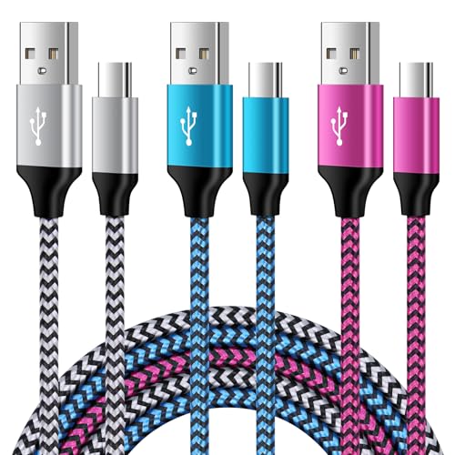 Samsung A15 Fast Charging USB C Charger Cable for Samsung Galaxy S24Ultra/A14 5G/A54/A13/S23/A23/A53/A03S/Z Fold5/S21/A24/S22,iPhone 15/15 Pro Max Plus,Pixel 8Pro 7 6,6FT 3Pack Type C Car Charger Cord