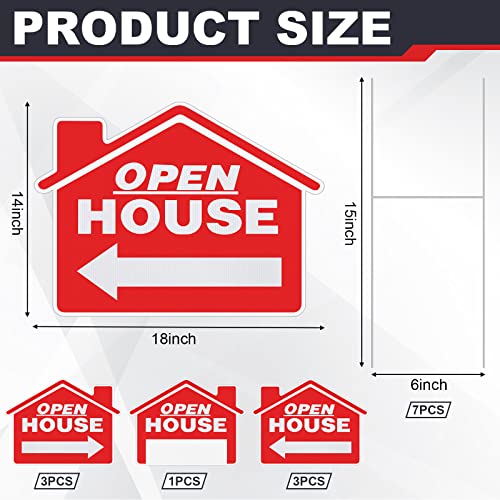7 Pcs Open House Signs For Real Estate 18 X 14 Inch Double Sided Real Estate Sign Property Yard Sale Signs Heavy Duty For Sale By Owner Yard Sign With Directional Arrows For Real Estate Agent Supplies #TOP1