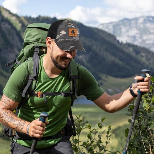 Image of Mens Hat Snapback Trucker Hats Outdoor Gifts for Men Dad Husband Father's Day Leather Pattern Baseball Cap