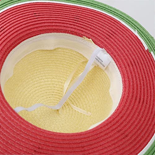 CPYGMXI Fruit Printed Straw Sun Hat Boys Girls Watermelon Pattern Sunshade Beach Hat Foldable Fisherman Caps Orange4