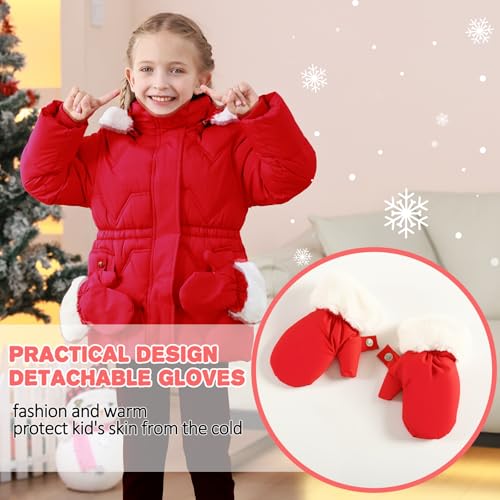 Image of AiWMGL 3T 4T 5T 6T Toddler Girls Winter Coat Jacket Outwear Clothes Warm Overcoat Snowsuit Puffer Parka Fur Lined Hood Kids