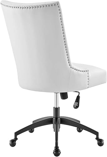 Miniatura 4 de Modway Empower Channel - Silla de oficina de cuero vegano copetudo en blanco y negro