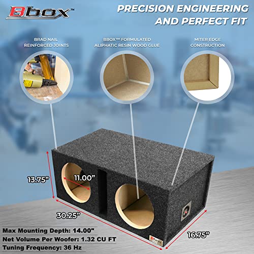 Bbox Dual Vented 12 Inch Subwoofer Enclosure - Pro Audio Tuned Dual Car Subwoofer Boxes & Enclosures - Premium Subwoofer Box Improves Audio Quality, Sound & Bass - Spring Loaded Speaker Terminals #TOP3