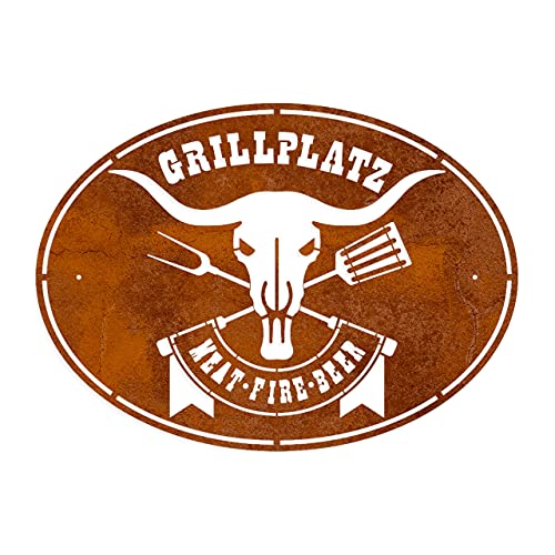 Rerum & Consilium Cartel para barbacoa con diseño de cerveza, aspecto oxidado, fabricado en Alemania, grande, 56 x 40 cm, acero Cover