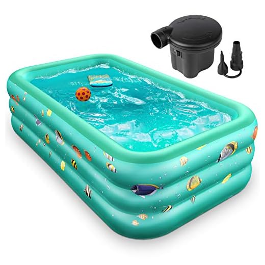 Inflatable Pool, Full-Sized Kiddie Pool, 96 X 57 X 22 Inch Large Blow Up Pool for Kiddie Adults Family, Thick Wear-Resistant Swimming Pool with Pump, for Backyard Summer Water Party