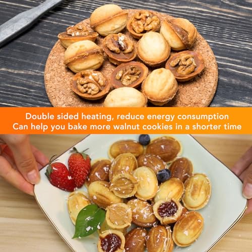 Topyond Walnut Cookie Maker, Electric Oreshki Mold, Non-Stick Double-Sided 12-Hole Nut Cookie Maker, for Homemade Nut Cookies and Oreshki, Easy to Use, Efficient Baking