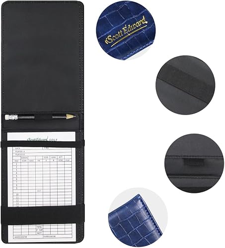 Miniatura 5 de Scott Edward Funda para tarjeta de puntuación de golf, soporte de cuero para tarjetas de puntuación, estadísticas y seguimiento de puntuaciones,