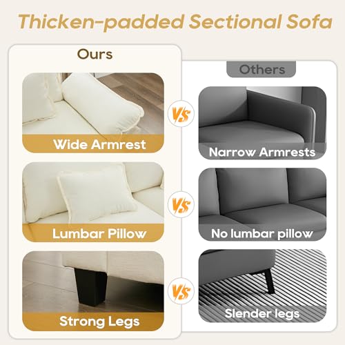 Image of URRED Oversized Modular Sectional Sofa,White:116 inch V Shaped