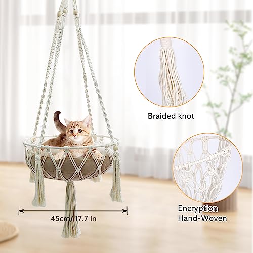 Lit en macramé pour chat : hamac suspendu tressé main - 3