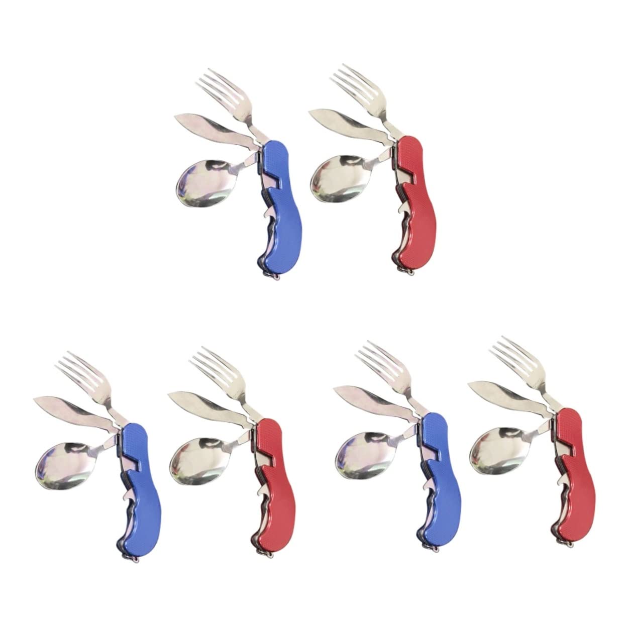 INOOMP 3 Set bacchette cucchiaio forchetta chiudibili pieghevoli cucchiaio da campeggio portatile utensili da portata in acciaio inossidabile posate pieghevoli piega