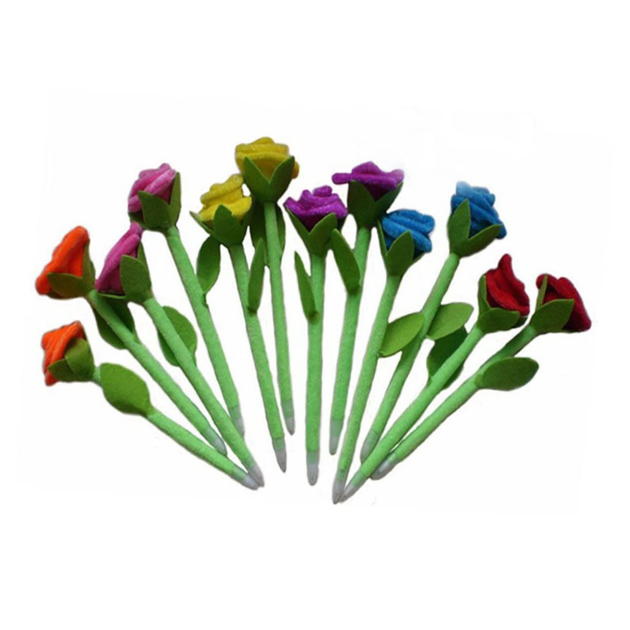 Ciieeo 36stücke Kugelschreiber Mit Rosenblüten- Blau Zufällige Farben Als Raumdekoration Lange Schreibgeräte Angenehmem Griff
