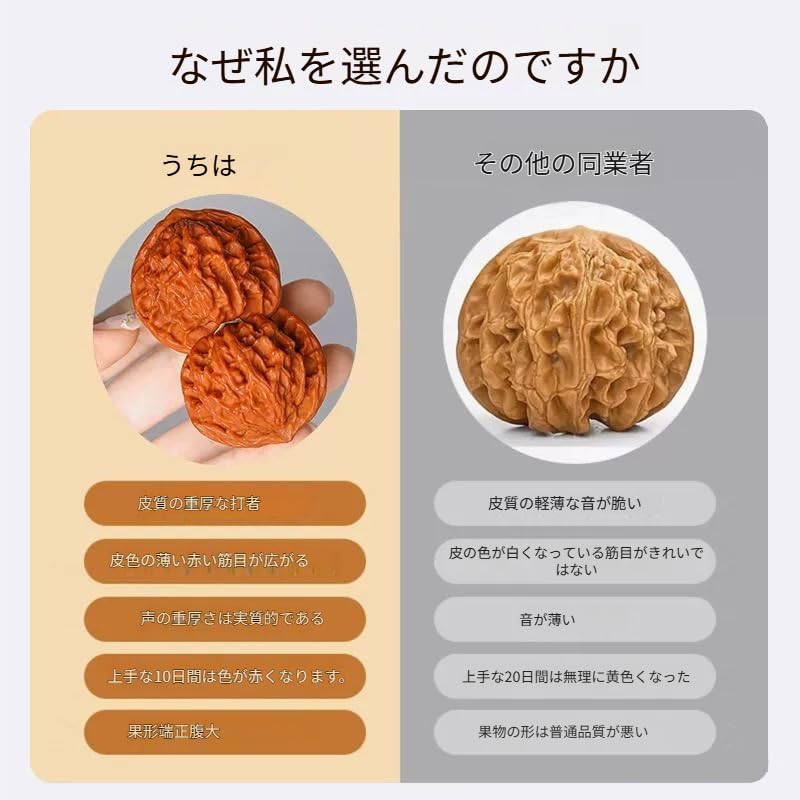 文玩くるみの特徴を知る：10種類の桩型と代表的な品種 Amazon | YYGDJES 2個 天然クルミ 文玩クルミ ウォールナット 直径 41