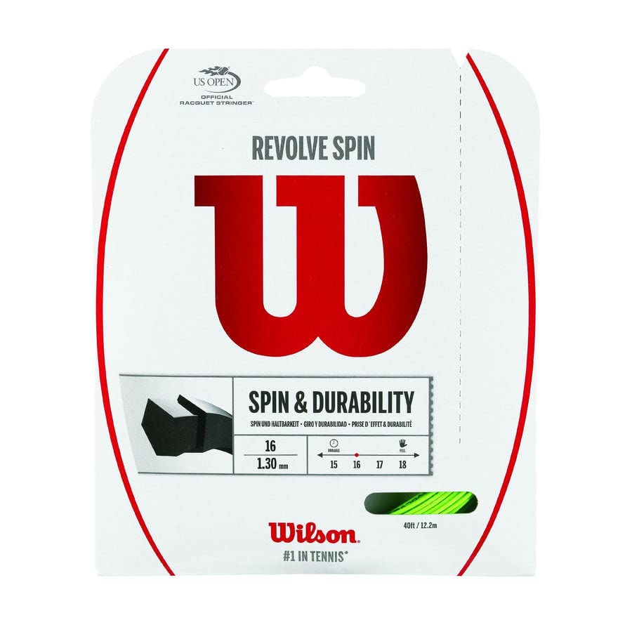 Wilson Revolve Spin 16 Gauge Black Color Poly (Polymer) Tennis String 2-Pack (2 Sets Per Order) - Best String for Durability and Spin
