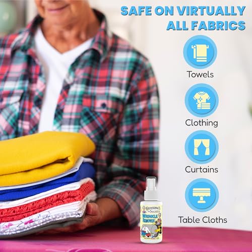 Image of Grandma's Secret Wrinkle Remover - Wrinkle Release Spray, Odor Eliminator, and Fabric Refresher Spray - Chlorine and Bleach Free - 3 oz, 2 Pack
