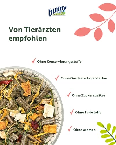 bunnyNature KaninchenTraum Vegetables - Zwergkaninchen Alleinfuttermittel ab 6. Lebensmonat - Kaninchen-Futter - 63 Pflanzen, Kräuter & Extra Gemüse - 1,5kg