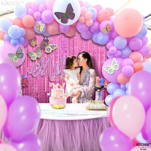 Image of KatchOn, Large Laser Pink Backdrop Curtain - 3.2x8 Feet, Pack of 2 | Laser Pink Fringe for Birthday Wedding Engagement Party Decorations | Graduation Backdrop for Graduation Decorations 2025