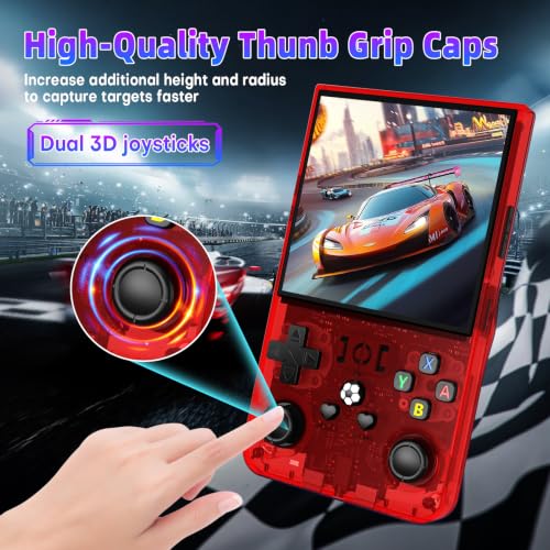 Image of R36MAX Retro Handheld Game Console, 64GB Retro Gaming Console with 4.0 Inch Screen, Portable Video Game Consoles with 4000mAh Battery and Multiple Emulators, Open Linux System (Transparent Red)