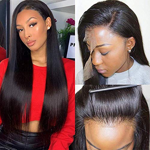 FELICIA Hair 13x4 Lace Front Human Hair Wigs Straight Wigs Brazilian Virgin Human Hair 150% Density Pre plucked Brazilian Human Hair Lace Wigs with Baby Hair For Woman (18 inch, Natural color)