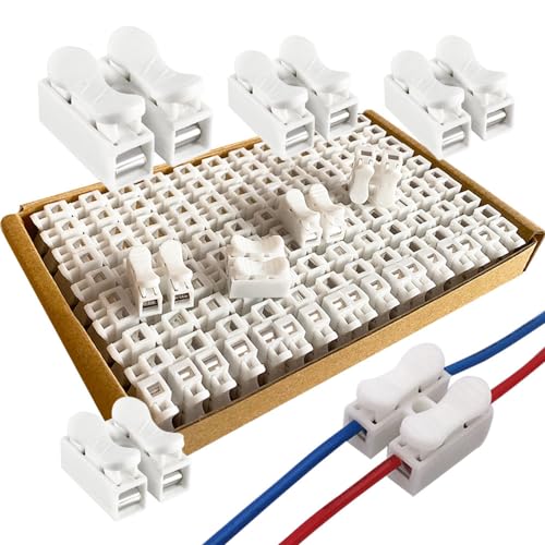 Senvenelec CH-2 Cable Conector rápido Conector de resorte, iluminación, fuente de alimentación y cableado automotriz Conector Blanco -69 piezas.