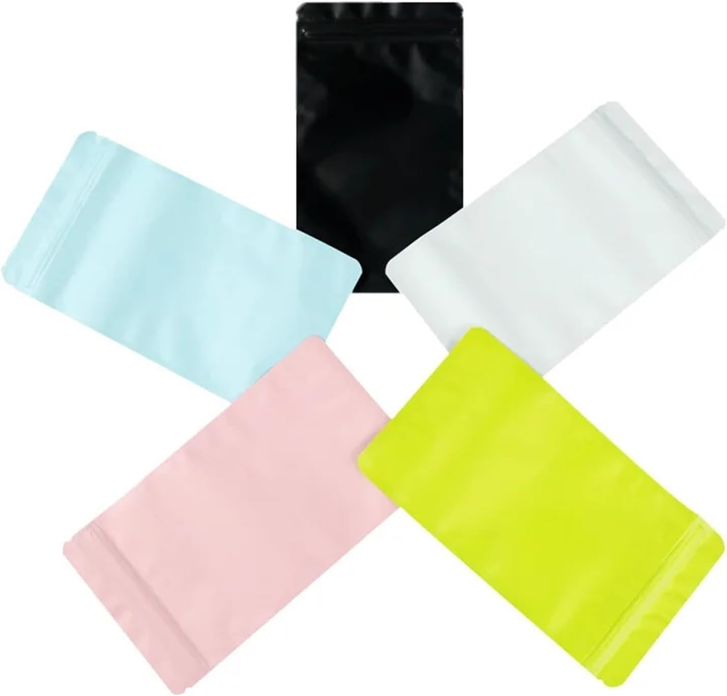 50 pezzi nero opaco bianco rosa buste piatte termiche con chiusura a zip in Mylar piccole in plastica a in alluminio(Blue,20x30cm)