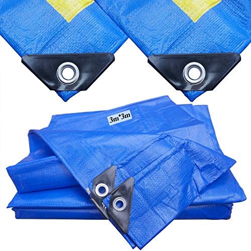 Akuoly Lona Impermeable Exterior 2,8m x 2,8m Lona de protección para Muebles de jardín, Piscina, Coche, 150g /m² Lona Impermeable y Resistente