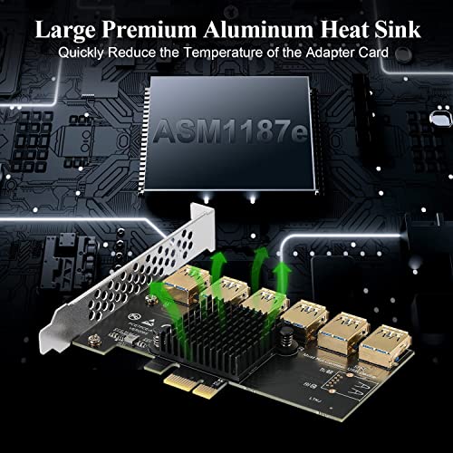 Etzin PCI-E 1 to 6 Riser Card,PCI-E 1X to 6 PCI-E USB3.0 Adapter Multiplier Card,PCI Express Riser Card for Bitcoin Mining (PCIe1 x 6-USB3.0) - Image 5