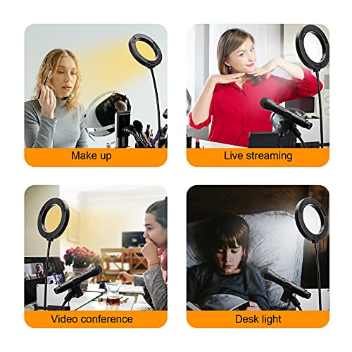 Selfie-Ringlicht mit 3 Modi 10 Helligkeit für Live-Streaming, Make-up, YouTube-Video, Tiktok-Meeting, tragbare LED… – Bild 8