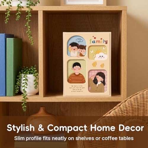 Image of HASTHIP Photo Album 4x6 with Tempered Glass Album Pockets Linen Cover with Front Window for Family Baby Travel Keepsake, Album for Photos Collection