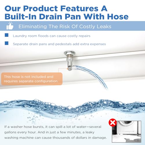 Image of 2 Pack Laundry Pedestal for Washer Dryer Stand 700LBS Shock-Proof | with Pull-Out Shelf Hidden Storage Drainage, Heavy Duty Base, White