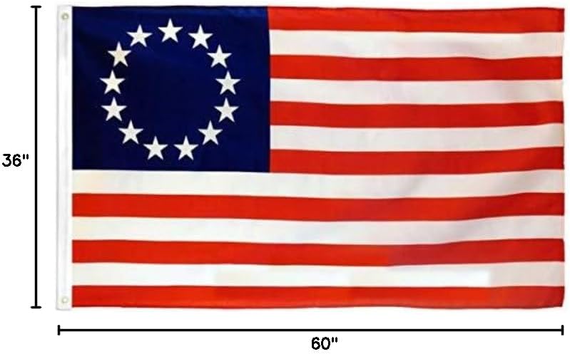 Betsy Ross USA Embroidered Flag | 3 ft x 5 ft | Nylon Fabric | 13-star Betsy Ross Flag