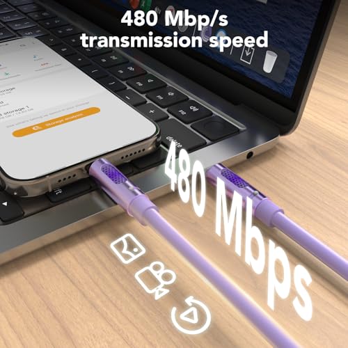 Image of 240W USB C to USB C Cable, Type C to Type C Cable, 480Mbps Speed, USB-IF Certified, Fast Charging Cable for iPhone 16 15 Pro Plus Pro Max, for Galaxy S25 S24, for iPad MacBook Pro /Air, Laptops, 6 FT