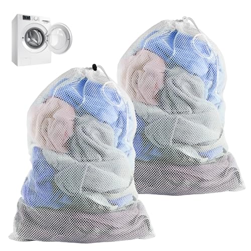 2 Très Filet Linge Machine à Laver 70x90cm, Mesh Laundry Bag Avec Cordon de Serrage, Réutilisable Sac de Lavage, Nets Ddurable, pour Chemisier, Chemises,...