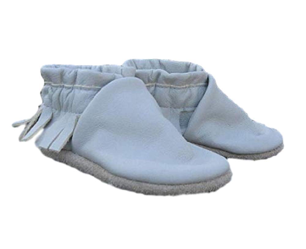 Leather Baby Shoes Moccasins Soft Sole Eco Friendly (18-24 Month 6”, Gray Suede)