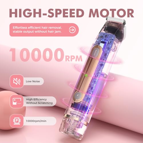 Image of Bikini Trimmer for Women, 2-in-1 Painless Electric Razor for Body and Pubic Hair, IPX7 Waterproof Shaver with Dual Heads - Rechargeable Lady Trimmer for Bikini, Underarm, and Leg (White)