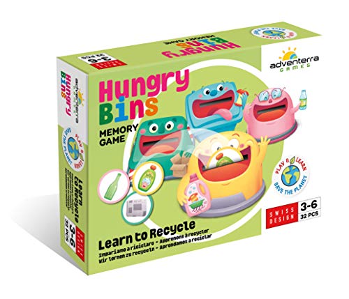 Adventerra Games Hungry Bins Aprendamos a Reciclar | Juegos De Mesa, Juegos De Caja, Juegos para Niños De 3 Años, Juegos Educativos Montessori, Juegos Ecológicos, Juego De Memoria Cover