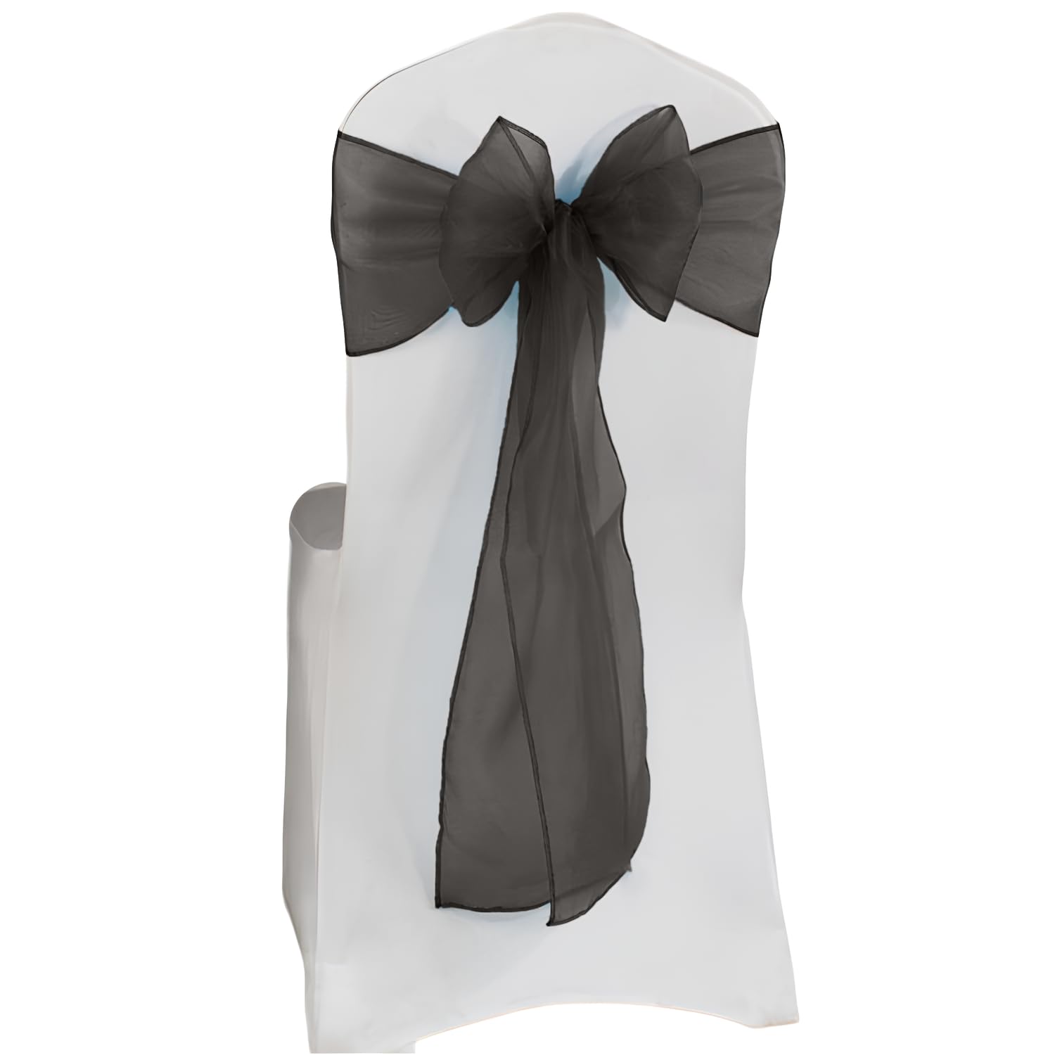 Linen Black Organza Chair Bows Chair Tie Sash Wider Sashes Fuller Bow Party Decoration (, 200 Pcs)
