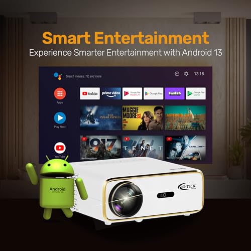 Image of OTEK Galaxy Smart Projector Native 1080P Full HD 4K Support Android with Netflix Auto Focus & Keystone 10000 Lumens WiFi 6 Bluetooth Home Theater Projector for Movies Gaming & Entertainment