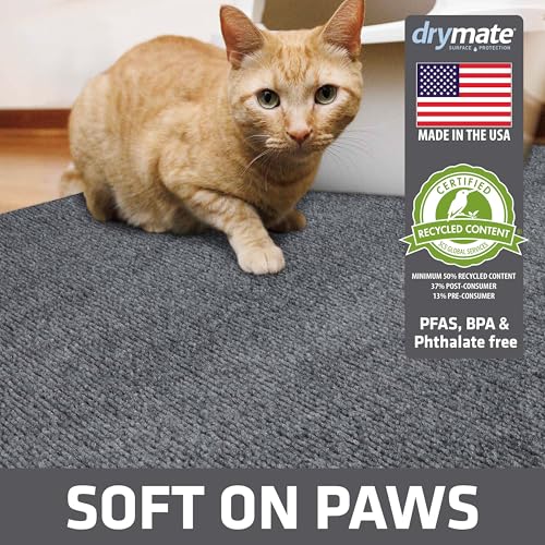 Image of Drymate Cat Litter Box Mat, Litter Trapping Mat, Waterproof, Urine-Proof, Absorbent, Machine Washable, Soft on Paws, Contains Mess, Protects Floors, Kitten Supplies, Grey, 36x47 Jumbo XXL