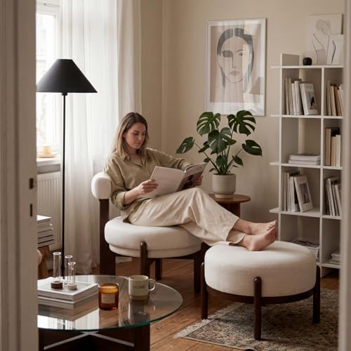 Sillón moderno sin brazos beige miniatura 3