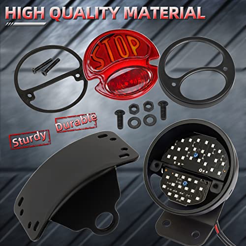 Image of Amazicha LED License Plate Brake Light Tail Light with 1 Inch Axle Hole Curved Bracket Compatible for Harley Sporster Bobber Choppers