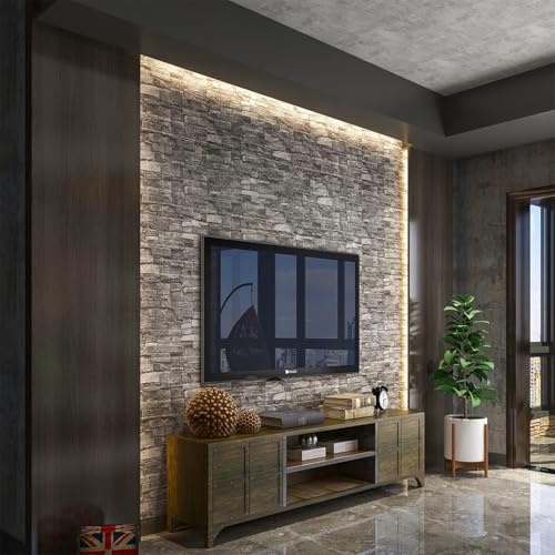 Image of TEKCOOL Self-Adhesive Waterproof PE Foam 3D Wall Panels Wallpaper Sticker for Bathroom, Living Room, and Home Decoration (70 x 77cm, Appx. 5.8Sq Feet)-5 Piece-Grey Stone