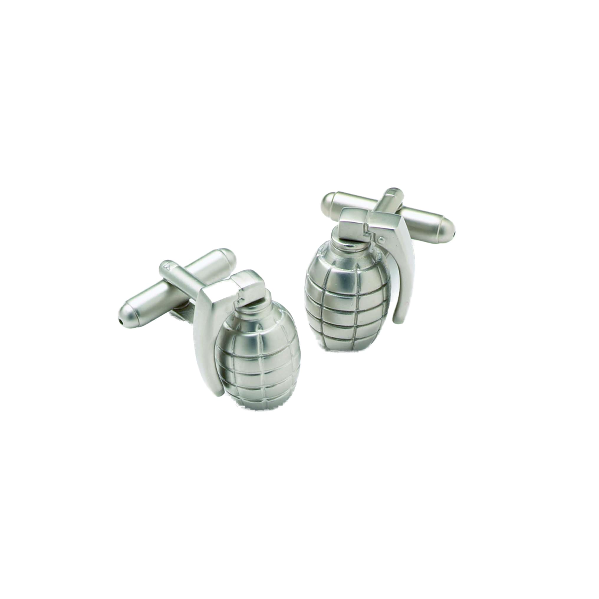 Grenade Brushed Metal Cufflinks in Gift Box Army Military Forces - Onyx-Art London GMC73