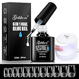Gelike EC Short Soft Gel Nail Kit - Square Nails Extension Kit with 240PCS Soft Gel Nail Tips - Nail Glue UV Nails Lamp Full Cover Extensions Kit for Nail Art DIY Home