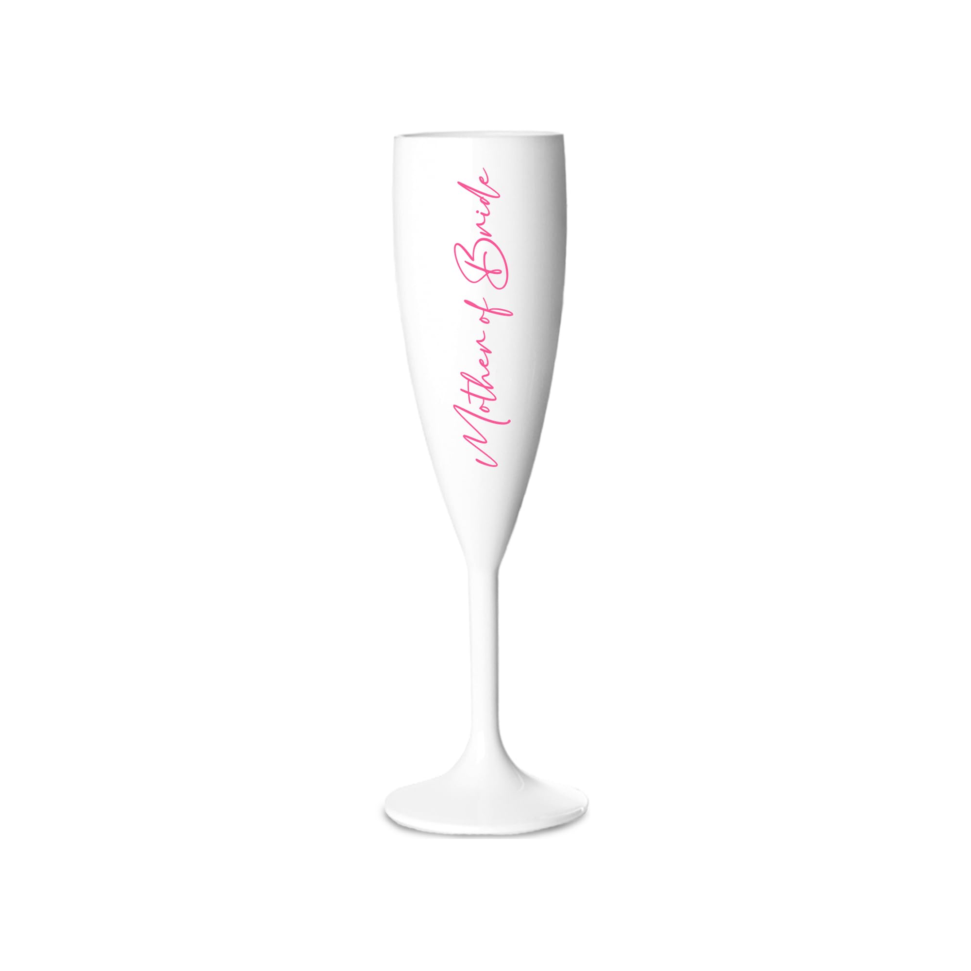 Print Maniacs Champagne Premium White Flute Glass Bride Groom Mr Mrs Wedding Maid Honour Wine Cocktail Prosecco Celebrations Gift (Baby Pink, Mother of Bride)