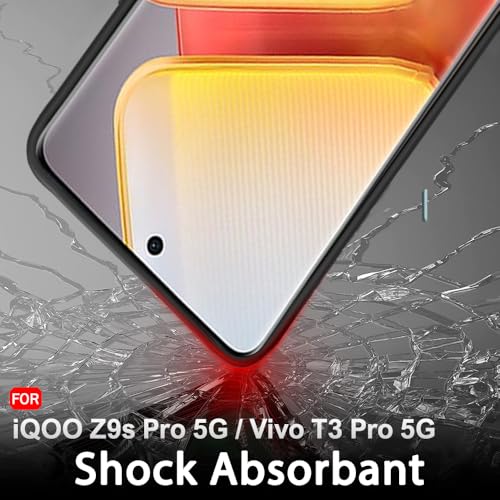 Image of TheGiftKart Sleek Back Cover Case for iQOO Z9s Pro 5G / Vivo T3 Pro 5G | Slim Fit Protective Design | Ultra Matte Finish | Camera Protection Bump | Soft Silicon Back Cover Case (Silicone, Black)