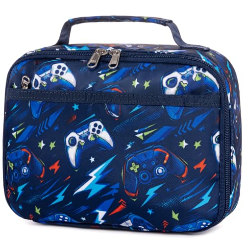 Image of CAMTOP Lunch Box Kids Boys Insulated Lunch Cooler Bag Reusable Lunch Tote Kit for School Travel (Dark Blue Star)