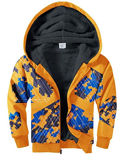 SECOOD Boys Full Zip Hoodie Fleece Lined Jackets kids Pullover Coat Winter Hooded Sweatshirts for 6-15 Years