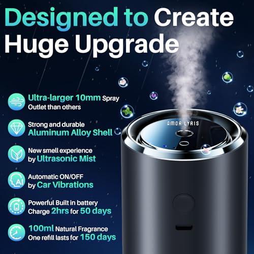 Image of Smart Car Air Freshener, Car Diffuser Air Fresheners with 100ml Natural Fragrance for 6 Months, Auto On /Off, 5 Adjustable Car freshener, RGB Music Syncing Light for Bedroom and Office, Ocean Scent