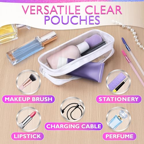 Small Makeup Bag for Purse – 2 Pcs Clear Zipper Pouches, Soft, Elastic, Waterproof Plastic Small Cosmetic Bag for Purse, Space-Efficient, Stylish Design – Great for Organizing Essentials on the Go 6